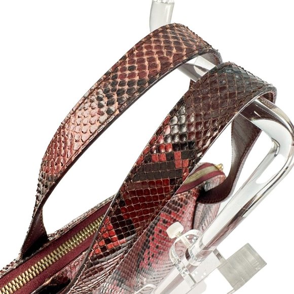 Gucci domed top red grey & burgundy python leather satchel - Picture 10 of 15